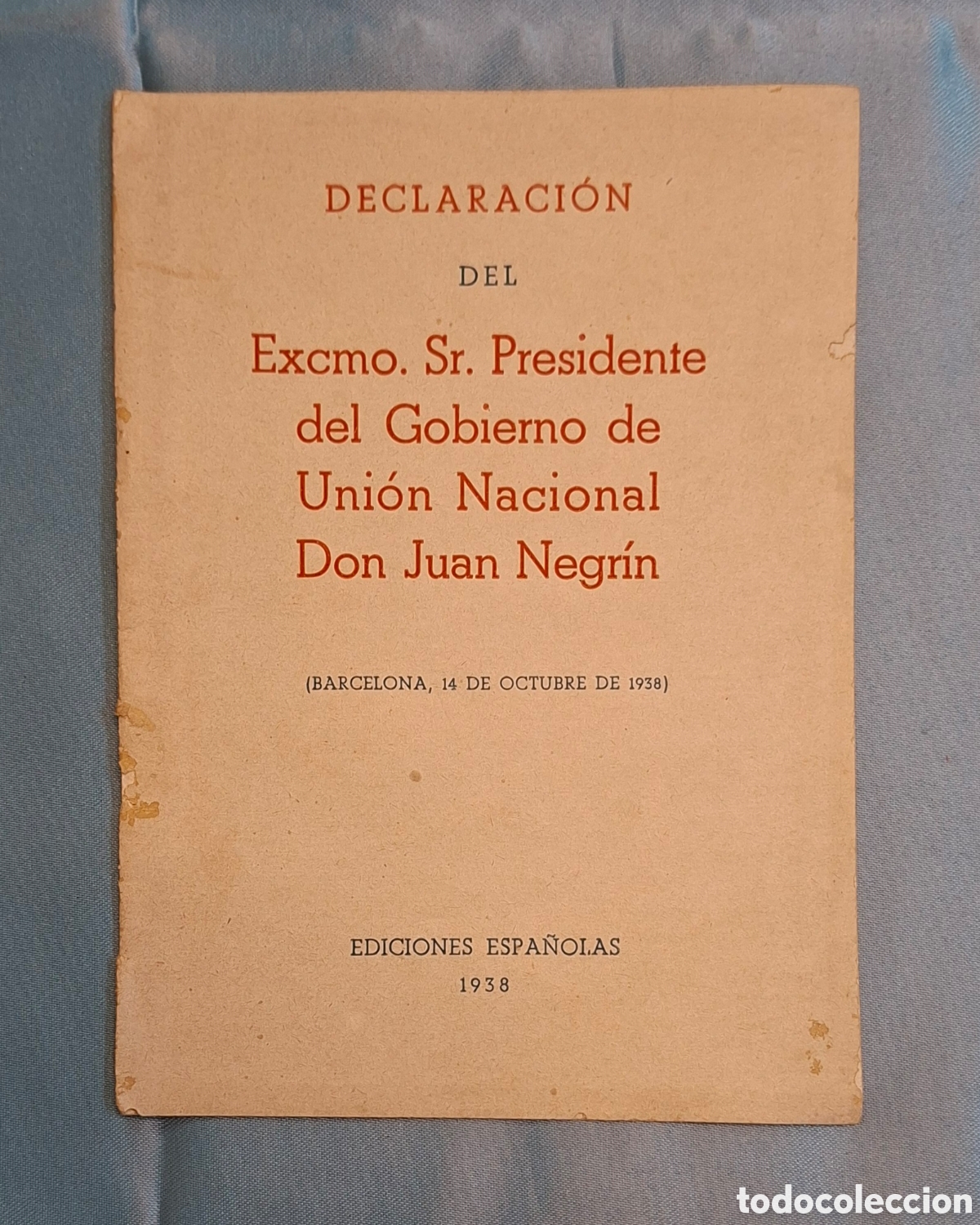 Libros de segunda mano: Declaraci&oacute;n del Gobierno de Uni&oacute;n Nacional