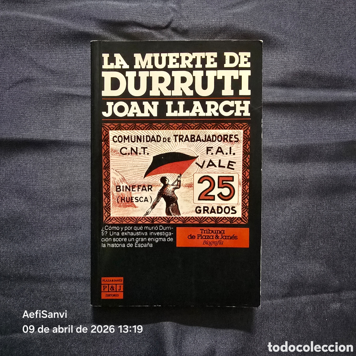 Libros de segunda mano: LA MUERTE DE DURRUTI (JOAN LLARCH) (PLAZA & JANES)