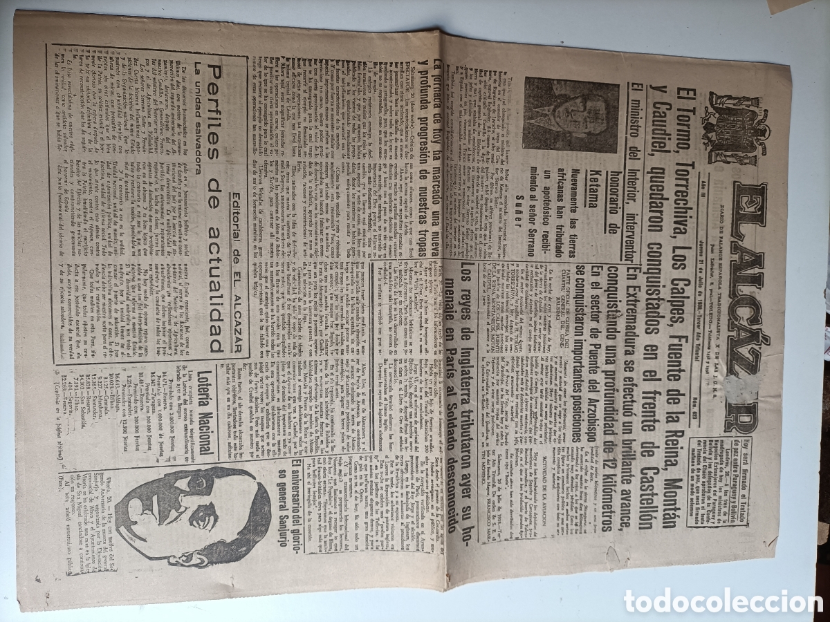 Libros de segunda mano: El Alc&aacute;zar 21 julio 1938. Guerra civil el tormo torre chica los calpes Castell&oacute;n