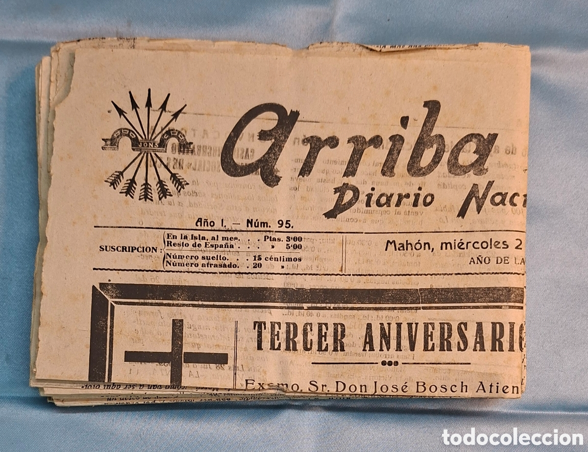 Libros de segunda mano: Arriba Espa&ntilde;a Diario Nacional Sindicalista Agosto 1939