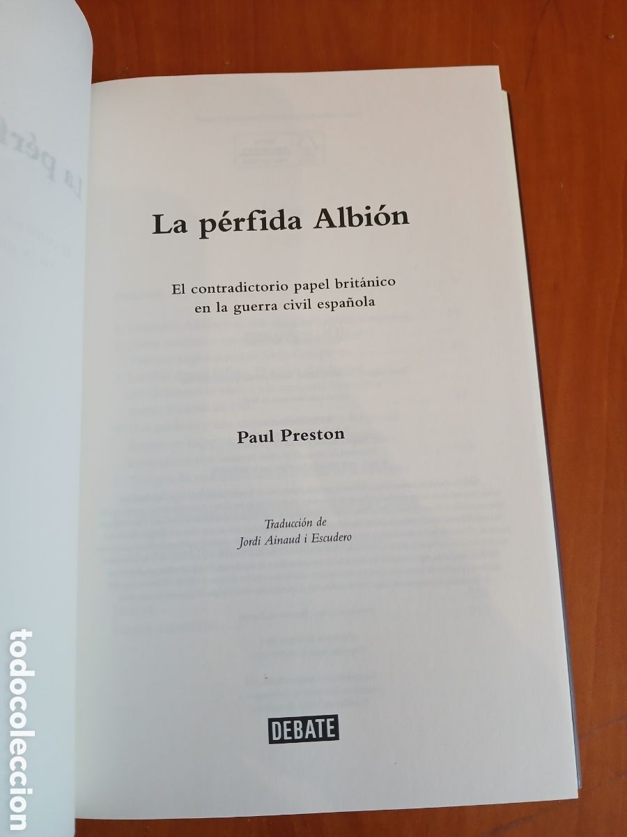 Libros de segunda mano: La P&eacute;rfida Albi&oacute;n. Paul Preston. - Foto 3