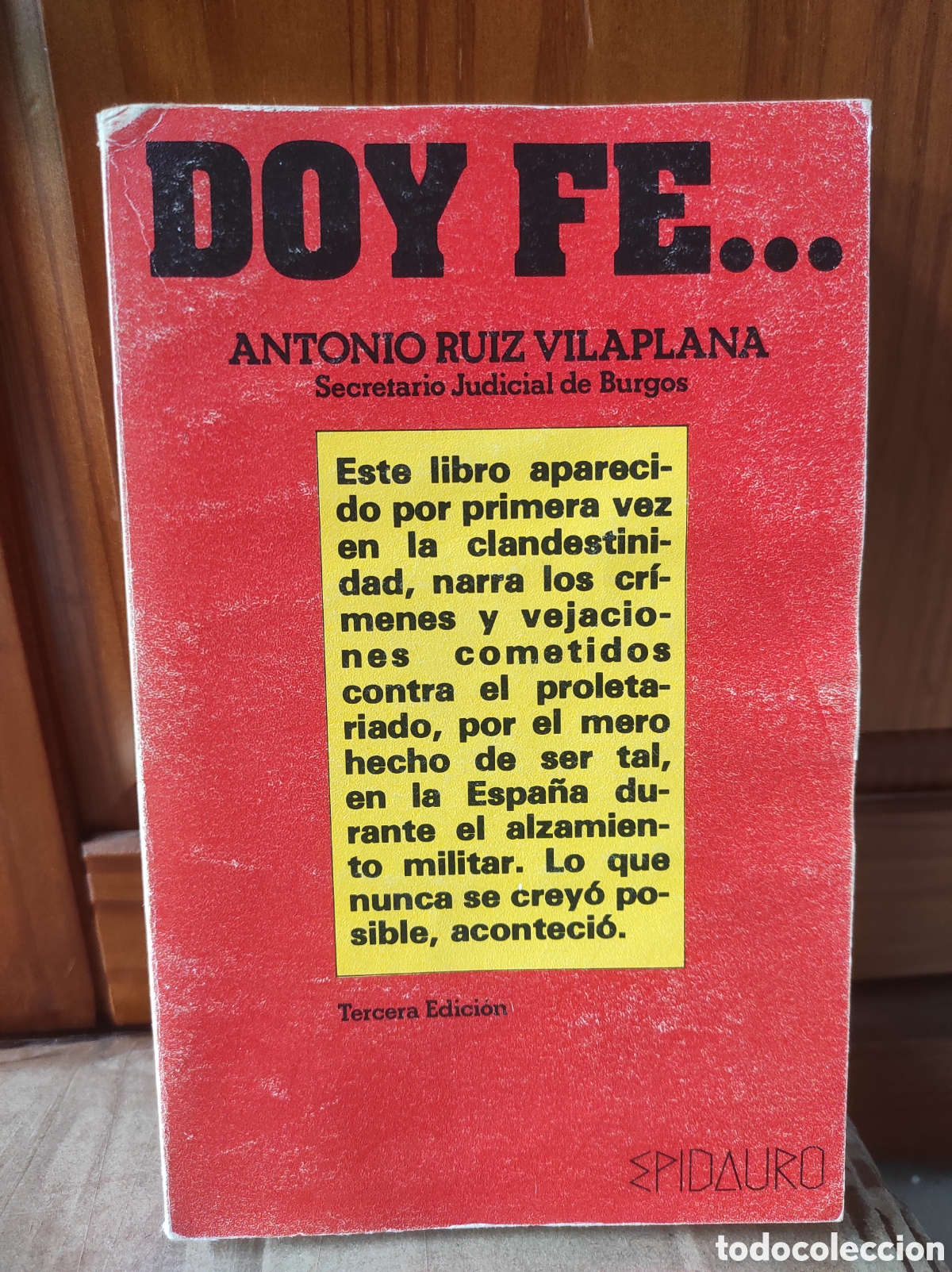 Libros de segunda mano: Doy fe&hellip; Antonio Ruiz Vilaplana. Epidauro