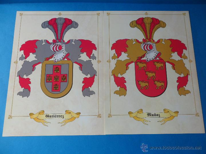 Libri di seconda mano: 2 L&aacute;minas de Heraldica de los apellidos - Guti&eacute;rrez y Mu&ntilde;oz