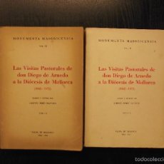 Libros de segunda mano: LAS VISITAS PASTORALES DE DON DIEGO DE ARNEDO A LA DIOCESIS DE MALLORCA (1562-1572), LORENZO PEREZ. Lote 55102978