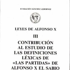Libros de segunda mano: LEYES ALFONSO X DEFINICIONES LÉXICAS DE LAS PARTIDAS (L.Mª RUBIO 1991) SIN USAR. Lote 67280213