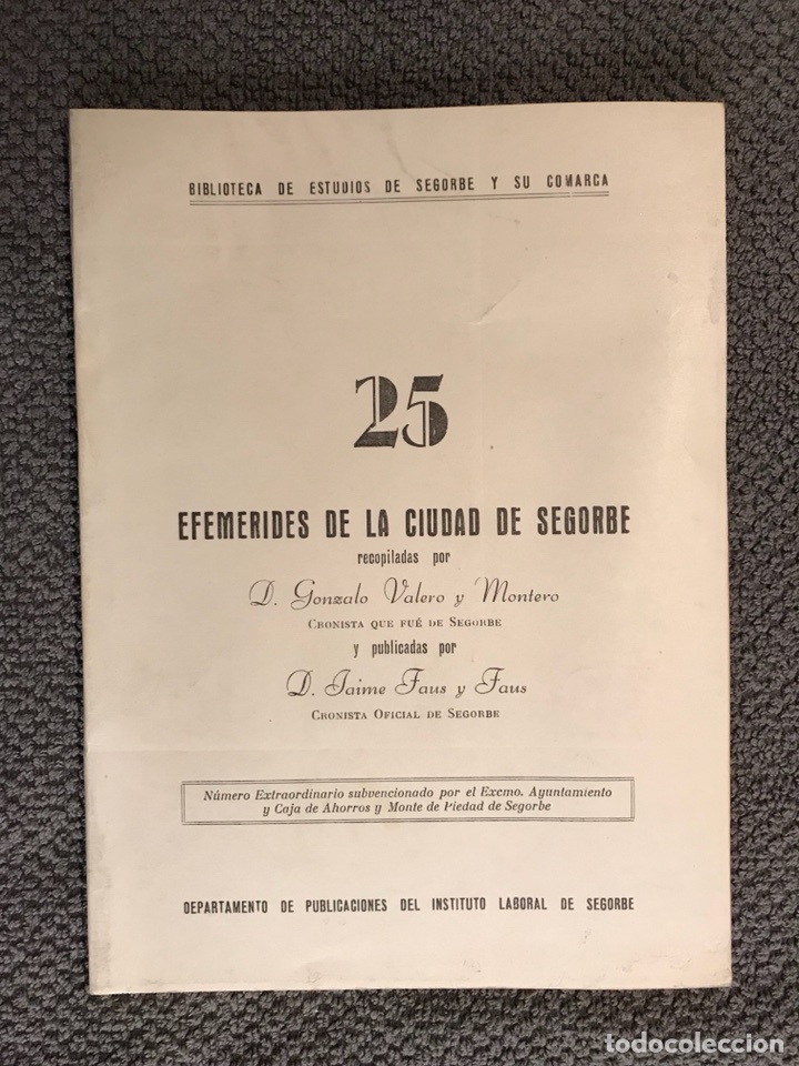 Gebrauchte B&uuml;cher: SEGORBE. Efemerides de la Ciudad No.25 (a.1967)