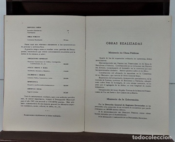 Libros de segunda mano: MEMORIA DE LA GESTIÓN ADMINISTRATIVA GESTORA MUNICIPAL DEL TÉRMINO DE TORTOSA. 1947. - Foto 3 - 175103073