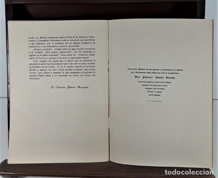Libros de segunda mano: MEMORIA DE LA GESTIÓN ADMINISTRATIVA GESTORA MUNICIPAL DEL TÉRMINO DE TORTOSA. 1947. - Foto 4 - 175103073