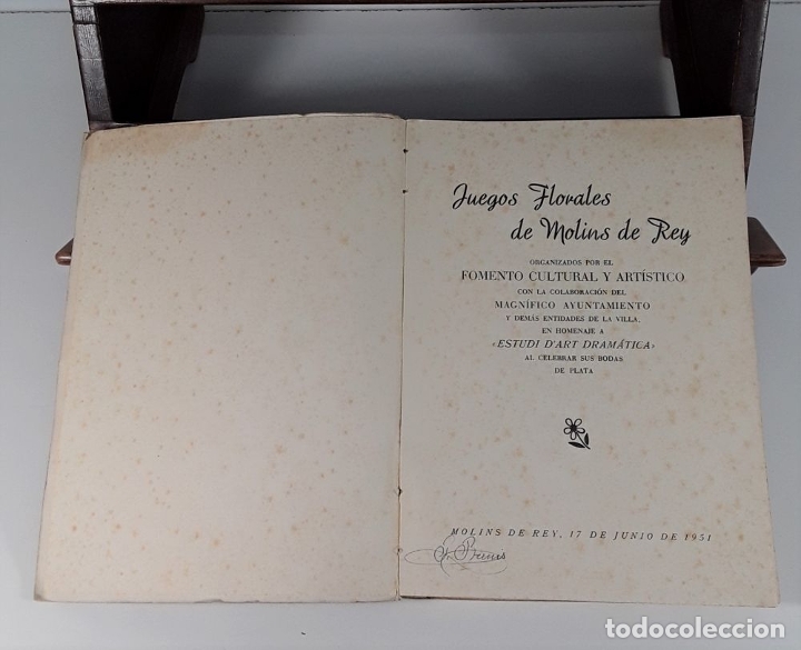 Libros de segunda mano: JUEGOS FLORALES DE MOLINS DE REY. VARIOS AUTORES. ESTUDI DART DRAMATICA. MOLINS DE REY. 1951. - Foto 4 - 179236015