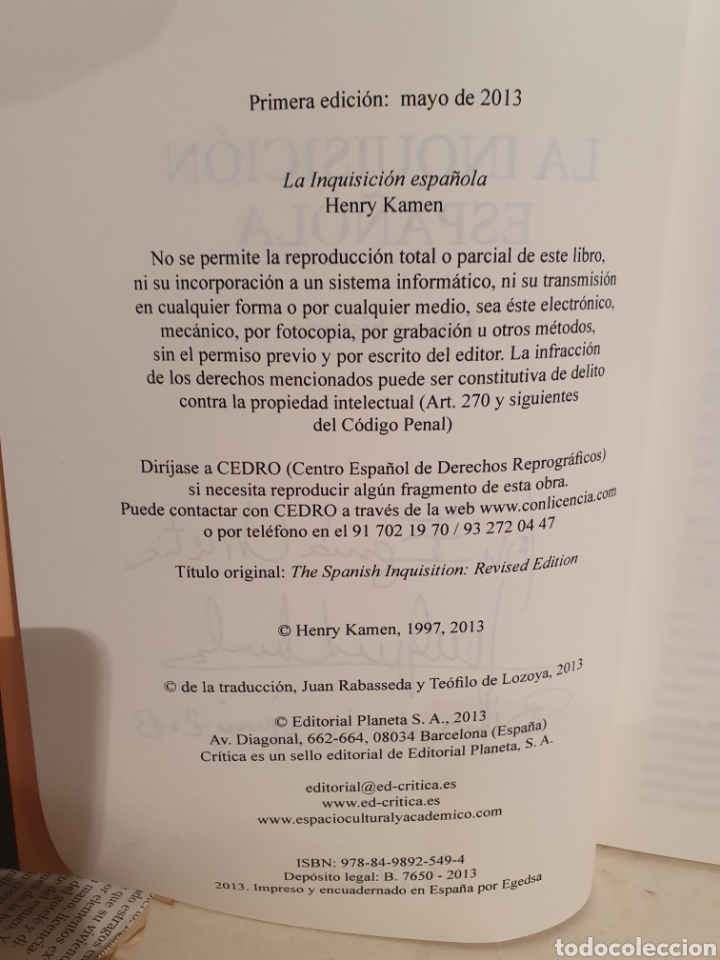 Libros de segunda mano: LA INQUISICION ESPAÑOLA. HENRY KAMEN. EDICION 2013. - Foto 4 - 304598283