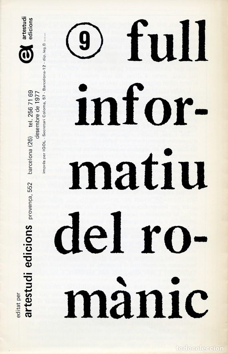 Second hand books: FULL INFORMATIU DEL ROM&Agrave;NIC N&ordm;9 - DESPLEGABLE 16 P&Aacute;GINAS - DESEMBRE 1977