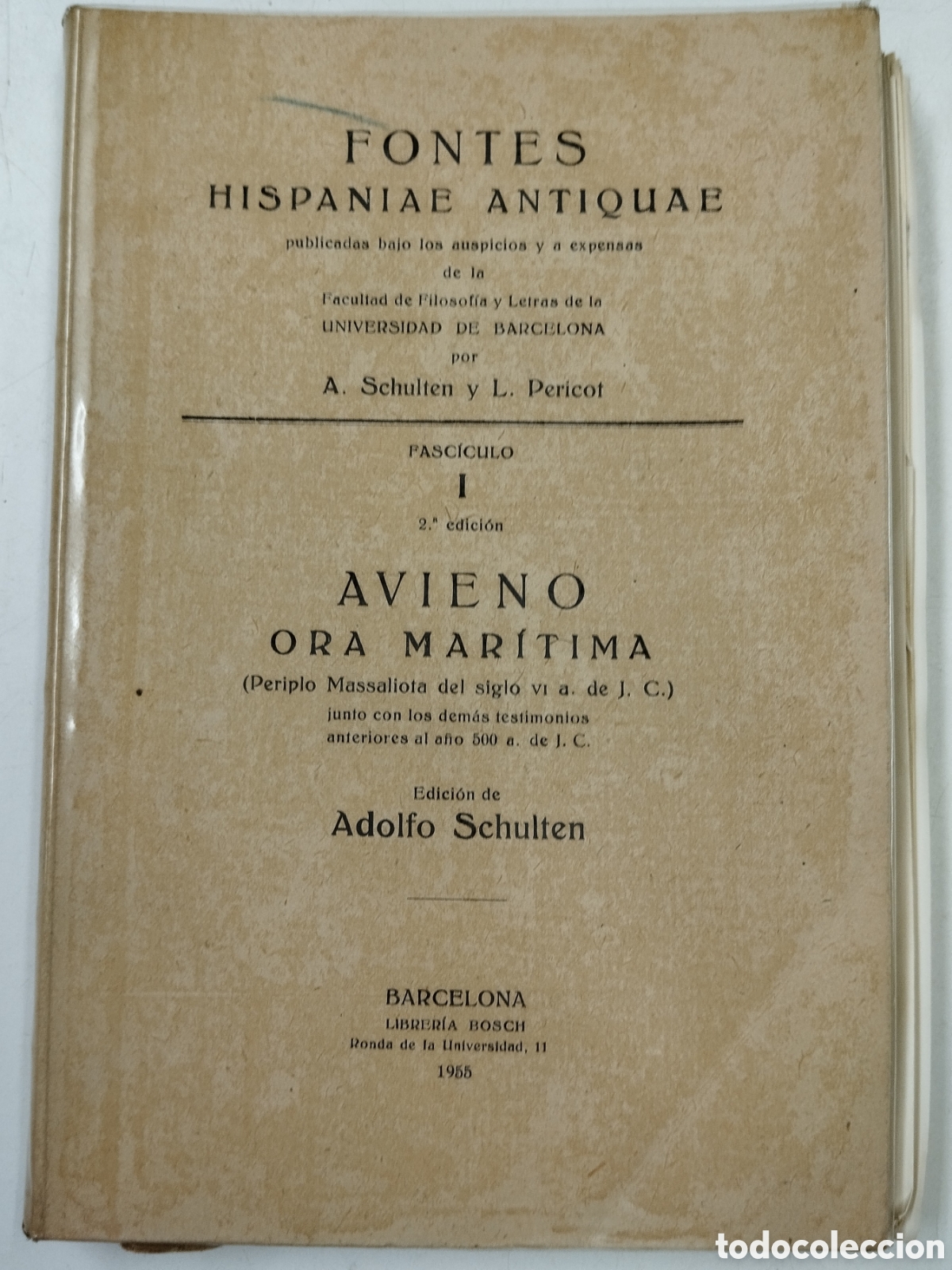 Gebrauchte B&uuml;cher: Avieno. Ora Maritima de Adolfo Schulten. 2&ordf; edici&oacute;n. 1955