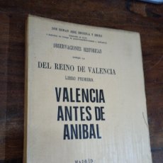 Libros de segunda mano: VALENCIA ANTES DE ANIBAL. BRUSOLA Y BRIAU, R.J. MADRID, 1876. VALENCIA, 1979. FACSIMIL