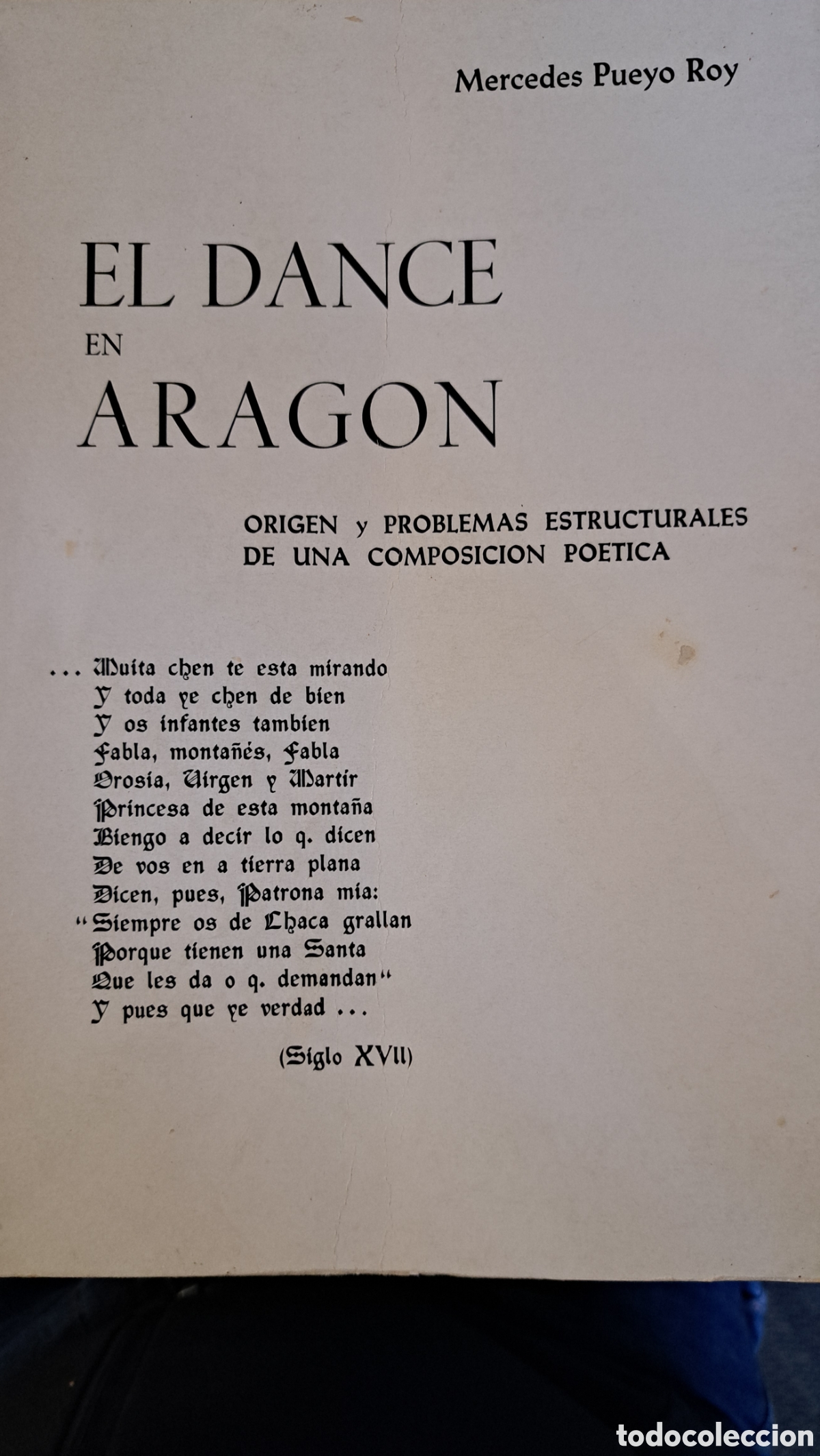Second hand books: El dance en aragon Mercedes Pueyo Roy