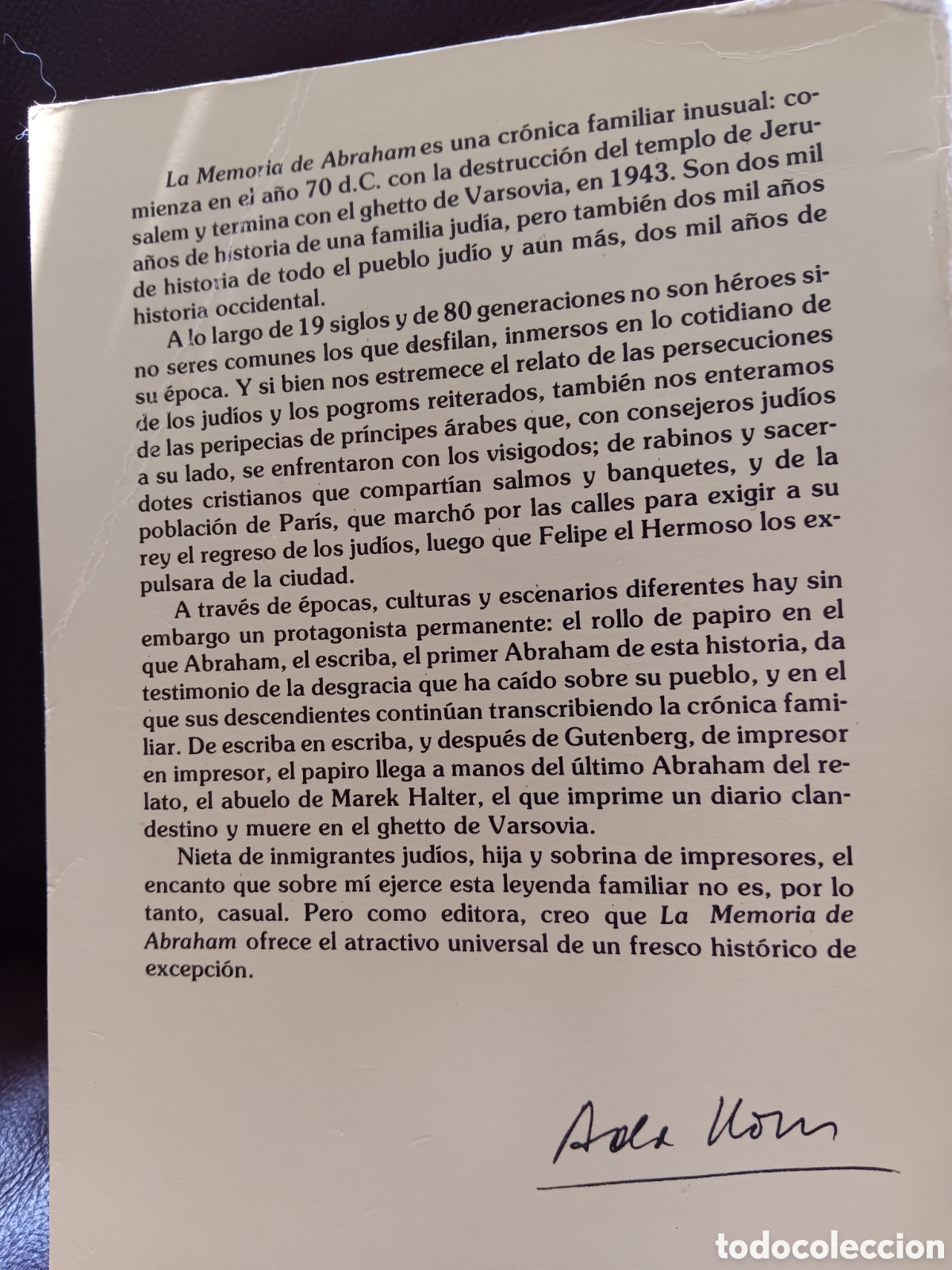 Libros de segunda mano: Marek Halter. La memoria de Abraham - Foto 2