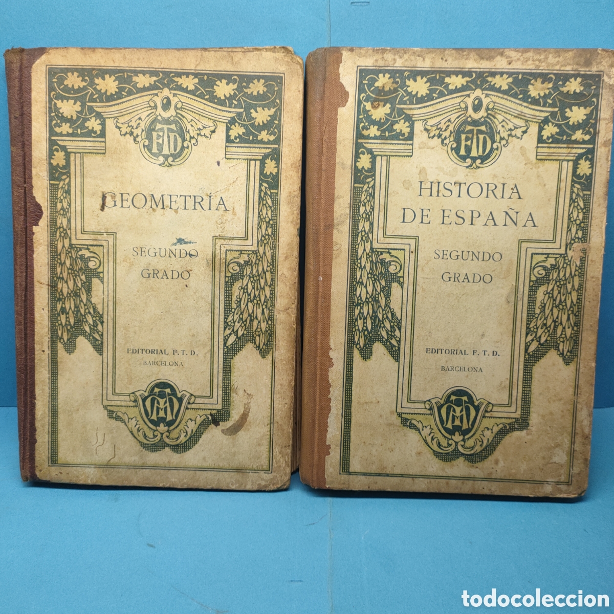 Livres d'occasion: HISTORIA DE ESPA&Ntilde;A y GEOMETRIA. Lote 2 Tomos . Segundo grado. Editorial F.T.D. Barcelona. 1923.
