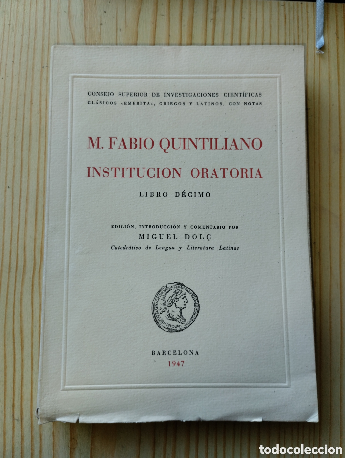 Libri di seconda mano: INSTITUCI&Oacute;N ORATORIA M. FABIO QUINTILIANO