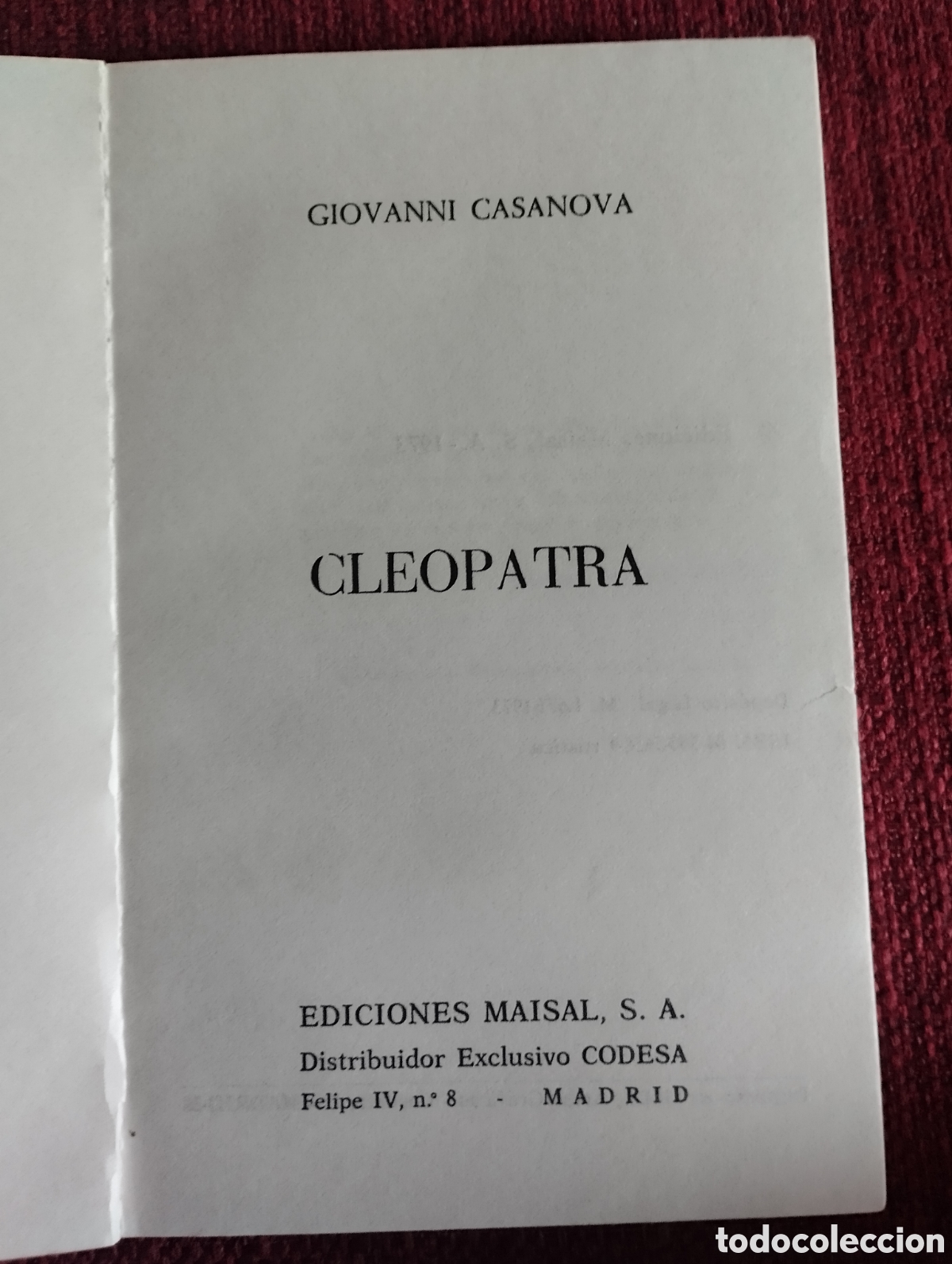 Libros de segunda mano: &rdquo;Cleopatra&rdquo;.Giovanni Casanova. - Foto 4