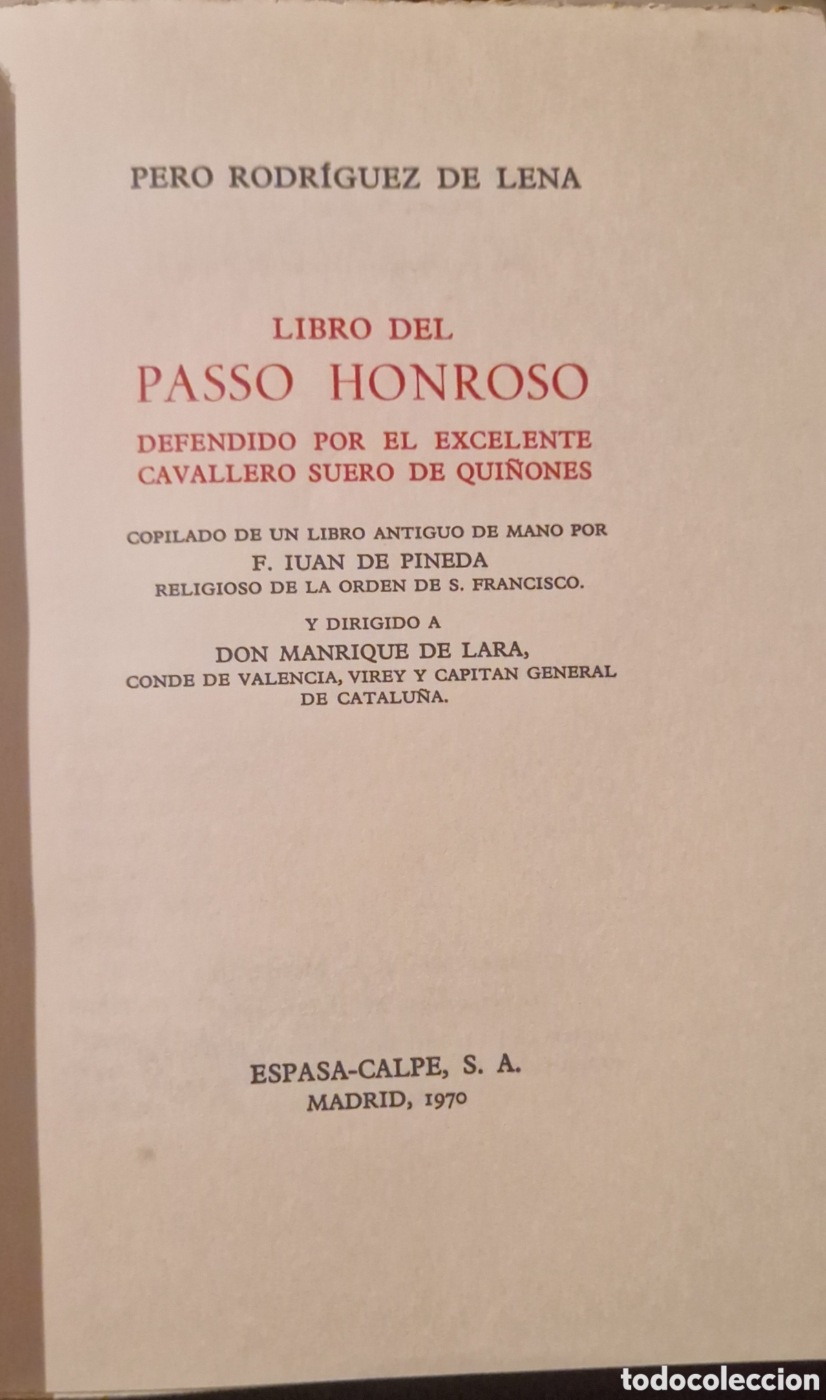 Libros de segunda mano: Libro Del PASSO HONROSO, Pero Rodr&iacute;guez de Lena - Foto 2