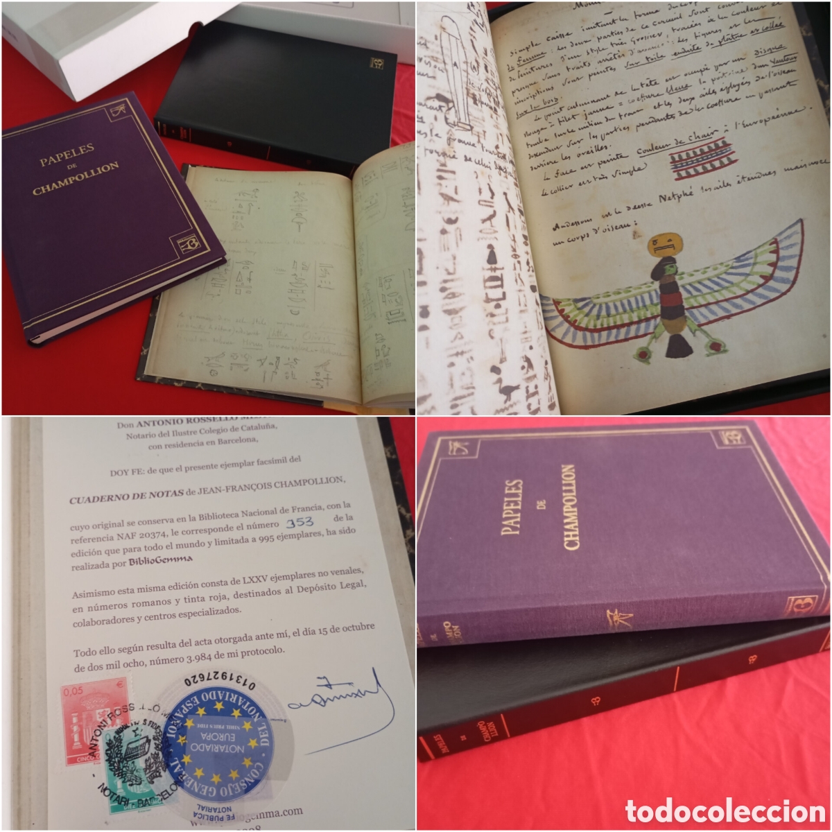 Libros de segunda mano: Egiptolog&iacute;a Facs&iacute;mil Papeles de Champollion BiblioGemma Edici&oacute;n Limitada Notarial 353/995 Completa