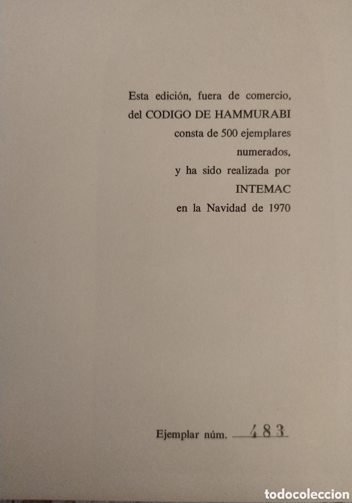 Libros de segunda mano: C&oacute;digo de Hammurabi. Edici&oacute;n numerada. - Foto 3