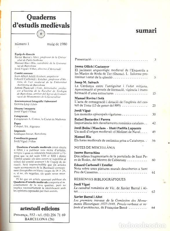 Libros de segunda mano: QUADERNS DESTUDIS MEDIAVALS - Foto 9