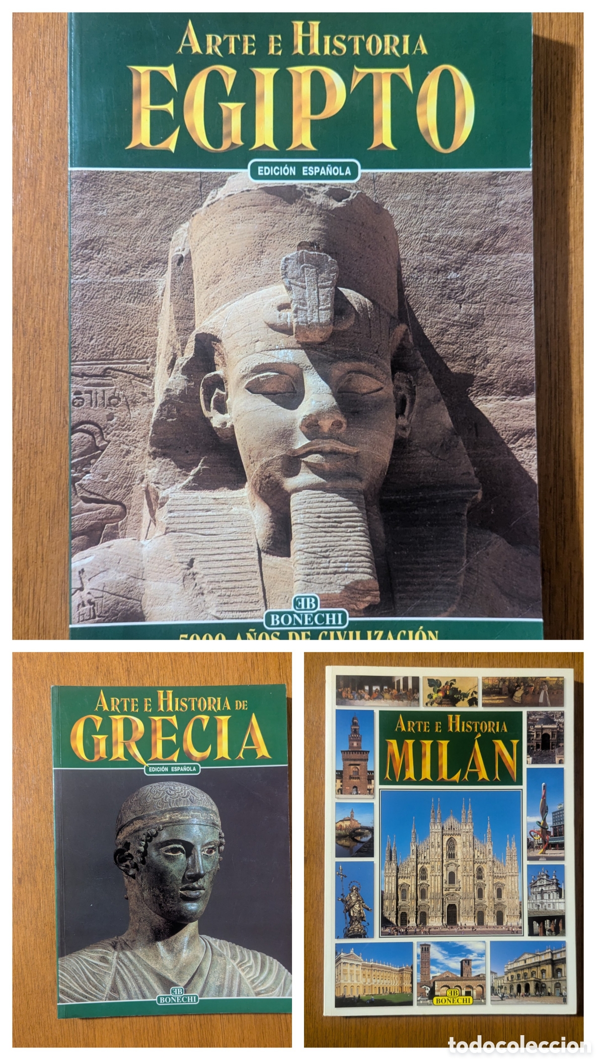 Libros de segunda mano: Tres libros de la colecci&oacute;n Arte e Historia de Editorial Bonechi Egipto Grecia Mil&aacute;n