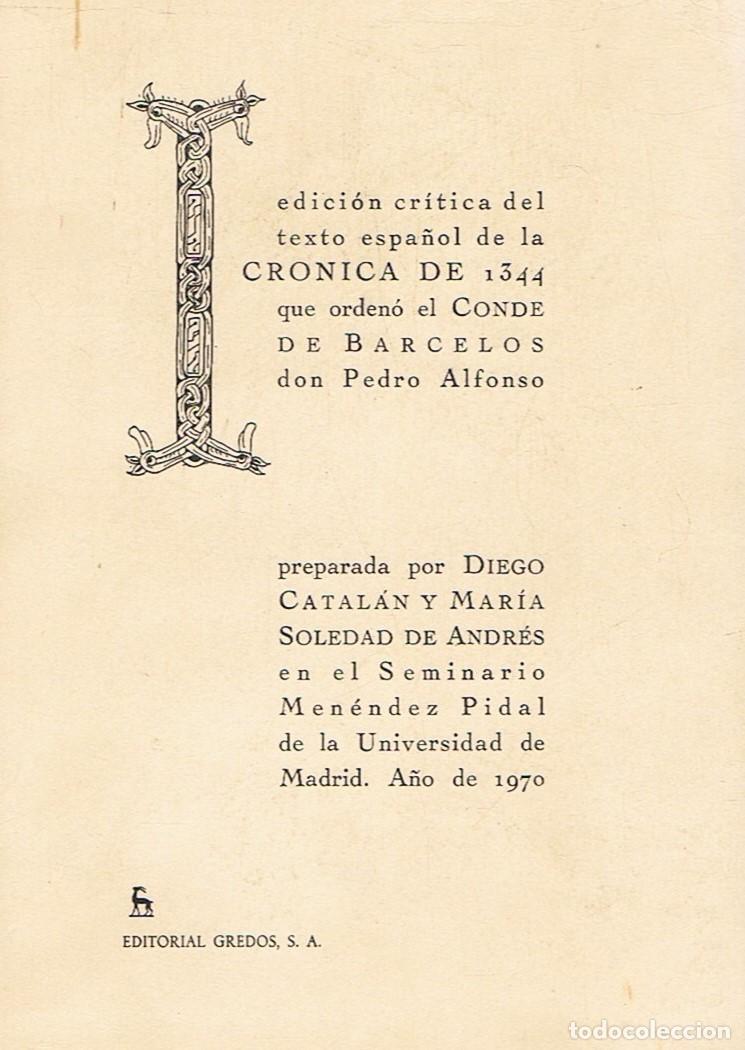 Libros de segunda mano: Fuentes Cron&iacute;sticas de la Historia de Espa&ntilde;a. Vol. II. CR&Oacute;NICA DE 1344 QUE ORDEN&Oacute; EL CONDE DE BARCEL