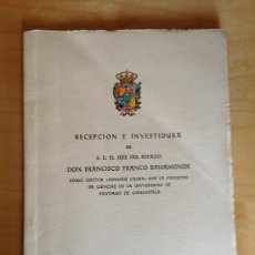 Libros de segunda mano: RECEPCION E INVESTIDURA DE FRANCISCO FRANCO COMO DOCTOR HONORIS... FACULTAD SANTIAGO DE COMPOSTELA.. Lote 36543469