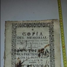 Libros de segunda mano: COPIA MEMORIAL DE JOSEPH CASANOVAS 1716