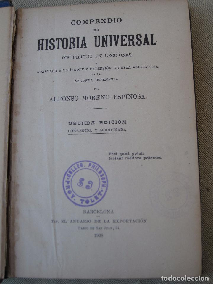 Libros de segunda mano: COMPENDIO DE HISTORIA UNIVERSAL - 1908. - Foto 2