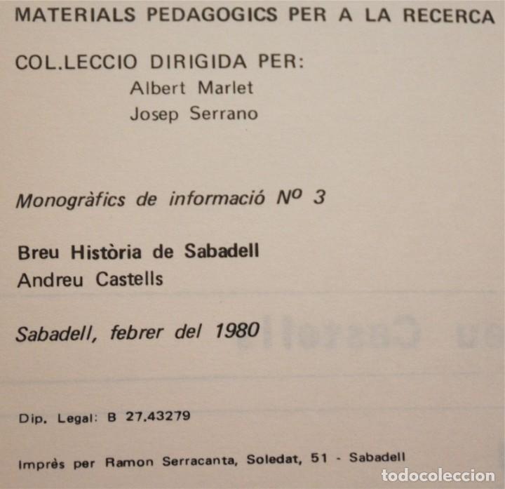 Libros de segunda mano: BREU HIST&Oacute;RIA DE SABADELL - Foto 5