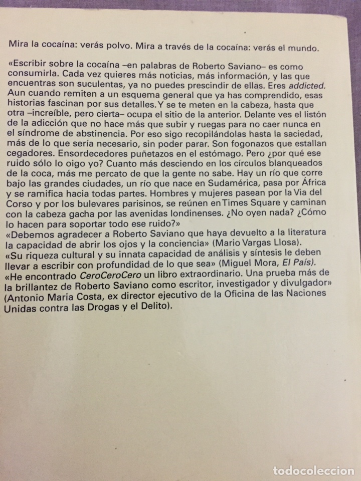 Libros de segunda mano: CeroCeroCero - Roberto Saviano - Foto 2