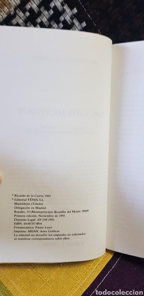 Libros de segunda mano: Libro LOS A&Ntilde;OS MENTIDOS, Primera edici&oacute;n, 1993 - Foto 6