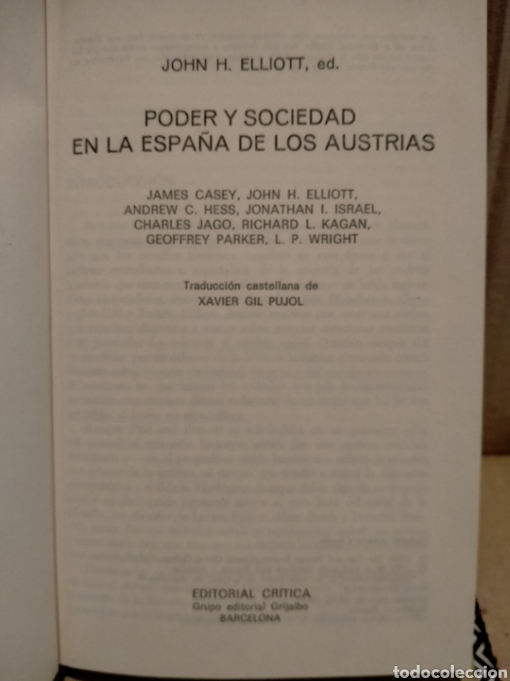 Libros de segunda mano: J.H. ELLIOTT (EDITOR). PODER Y SOCIEDAD EN LA ESPA&Ntilde;A DE LOS AUSTRIAS . CR&Iacute;TICA - Foto 2