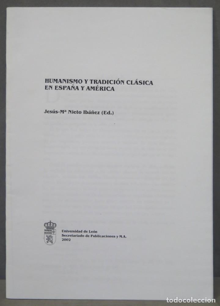 Second hand books: HUMANISMO Y TRADICION CLASICA EN ESPA&Ntilde;A Y AMERICA. SEPARATA