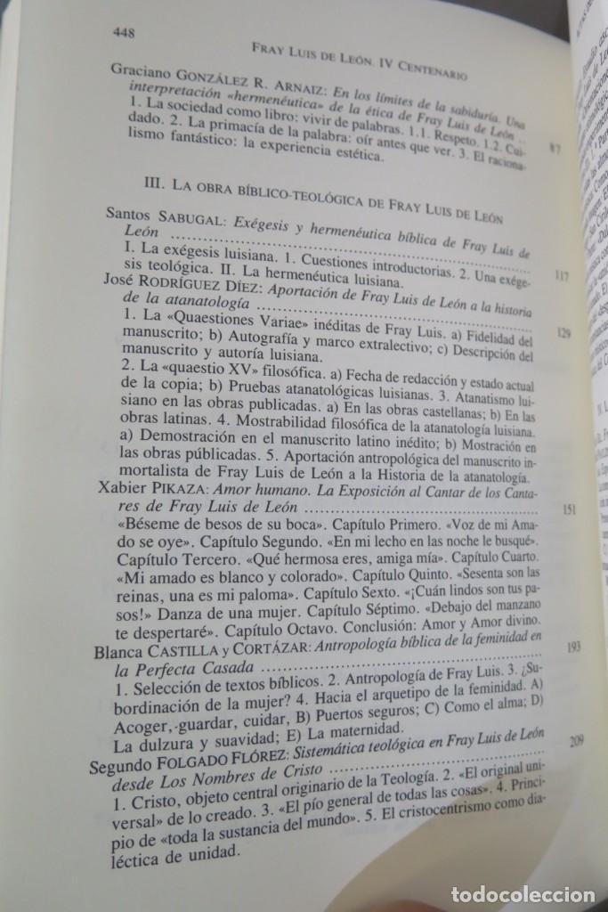 Libros de segunda mano: FRAY LUIS DE LEON. IV CENTENARIO. ACTAS CONGRESO. 1991 - Foto 3