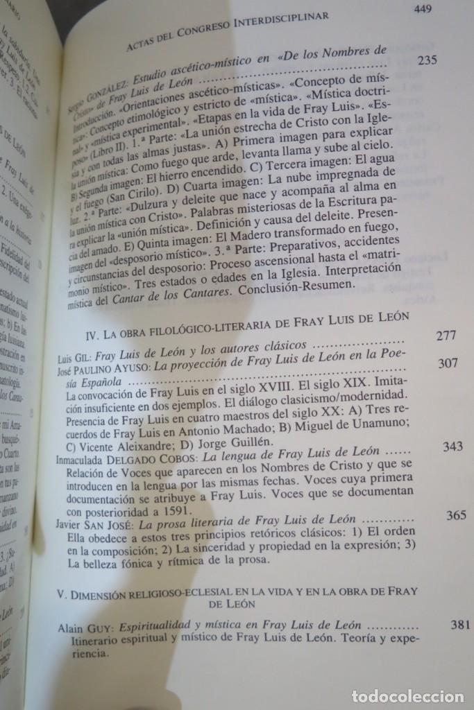 Libros de segunda mano: FRAY LUIS DE LEON. IV CENTENARIO. ACTAS CONGRESO. 1991 - Foto 4