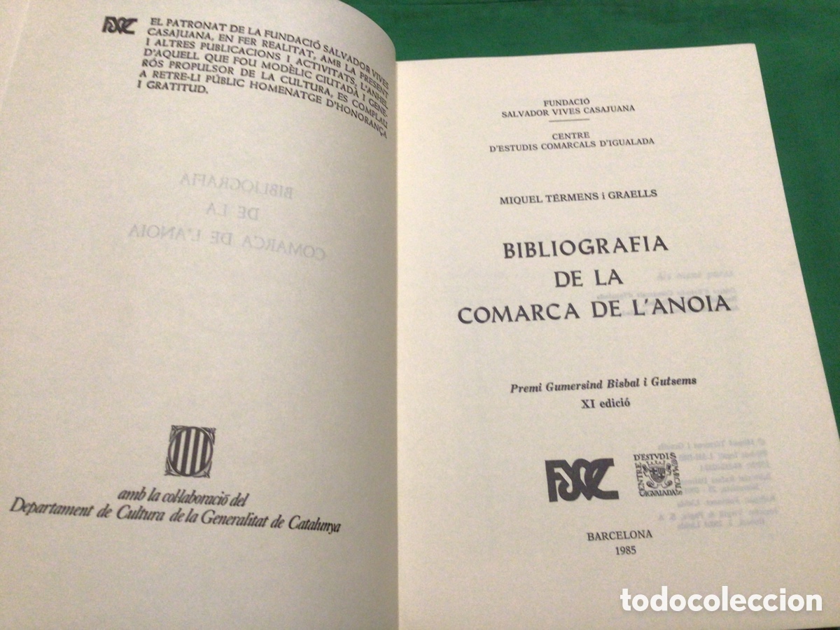 Libros de segunda mano: BIBLIOGRAF&Iacute;A DE LA COMARCA DE L&rsquo;ANOIA - Foto 2