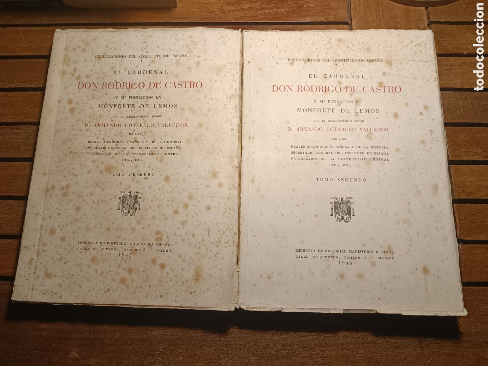 Libros de segunda mano: El cardenal Don Rodrigo de castro Monforte de Lemos 2 vol 1945 1946 armando cotarelo valledor