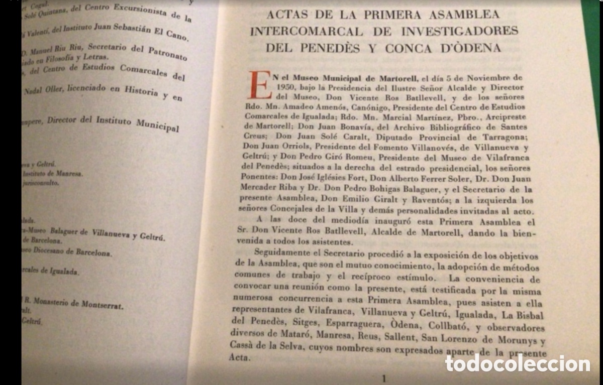 Libros de segunda mano: L&rsquo;ASAMBLEA INTERCOMARCAL del Pened&egrave;s y Conca d&rsquo;&Ograve;dena - Foto 4