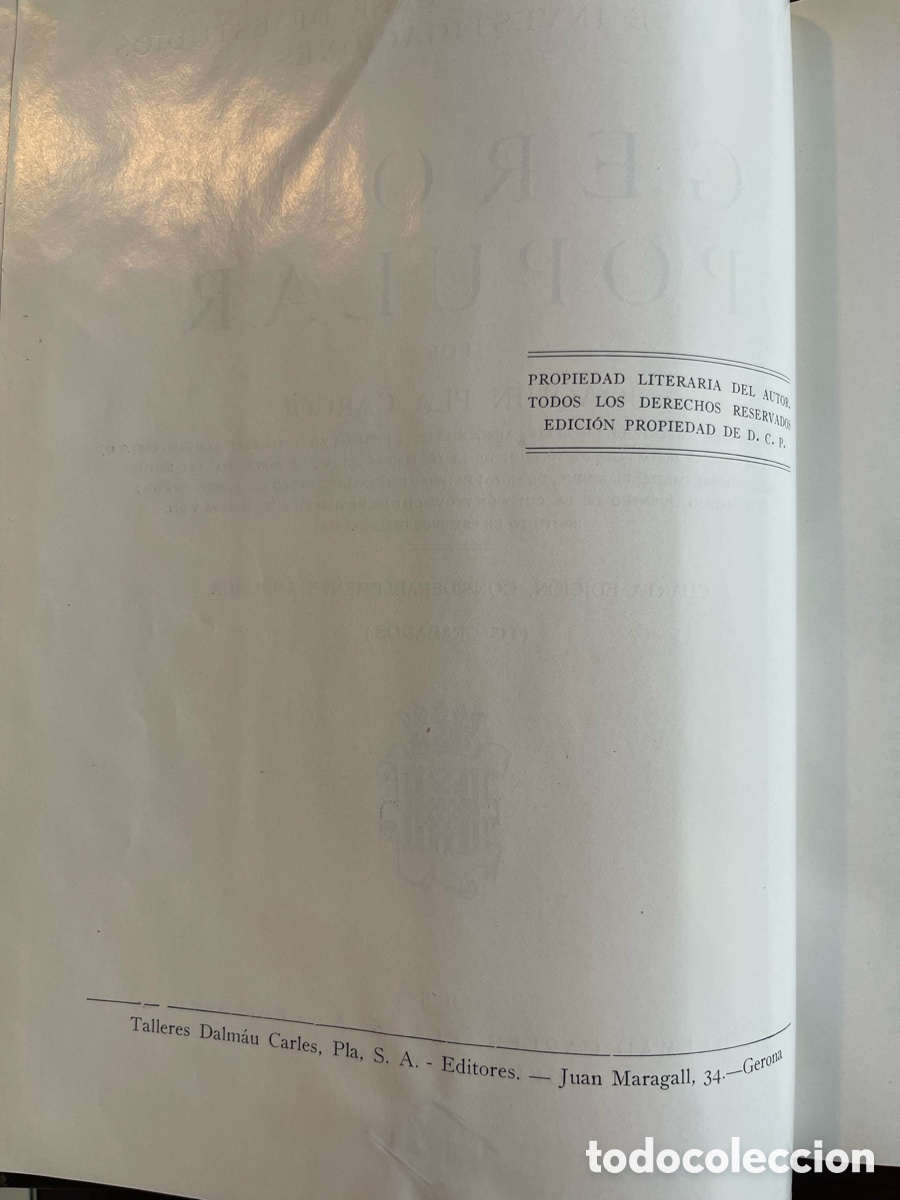 Libros de segunda mano: GERONA POPULAR, de Joaqu&iacute;n Pla Cargol. - Foto 3