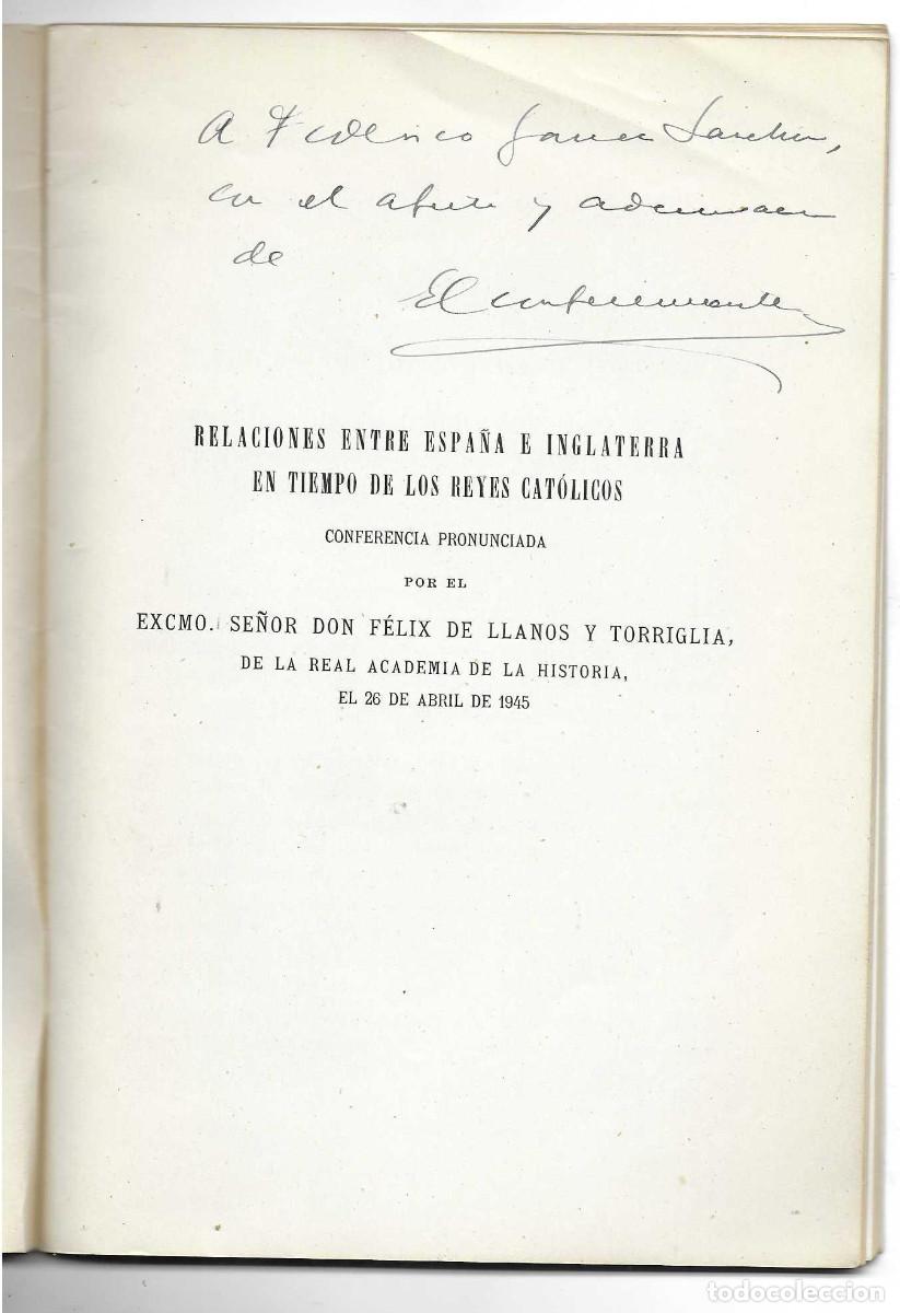 Libros de segunda mano: RELACIONES ENTRE ESPA&Ntilde;A E INGLATERRA EN TIEMPO DE LOS REYES CAT&Oacute;LICOS. Dedicatoria