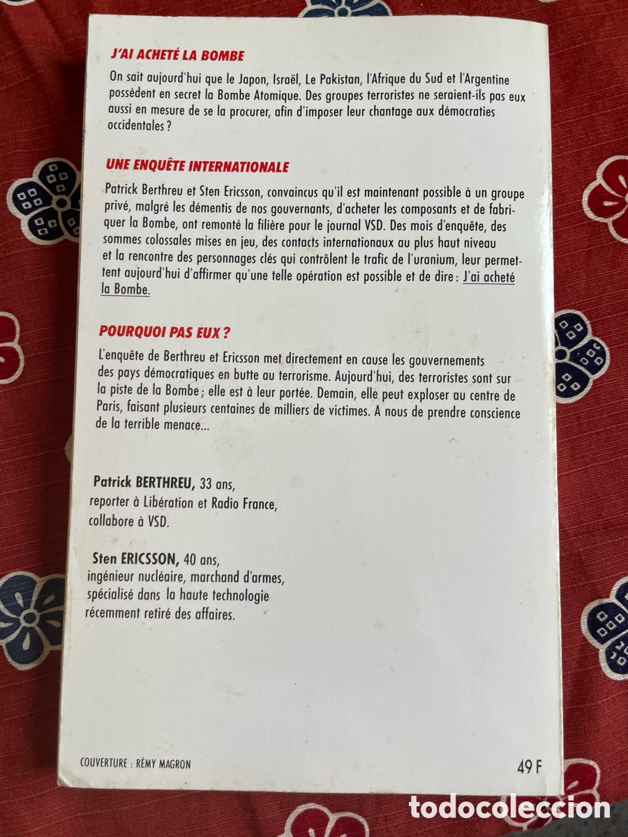 Libros de segunda mano: J&rsquo;AI ACHET&Eacute; LA BOMBE. PATRICK BERTHREU (libro en franc&eacute;s) - Foto 2