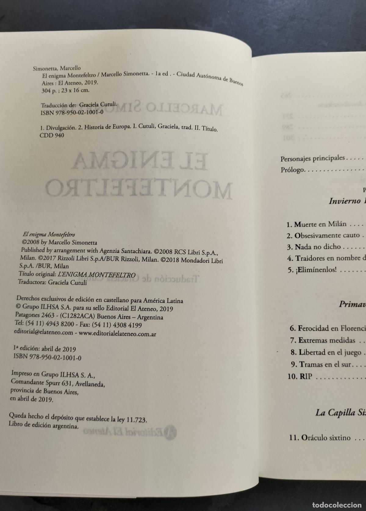 Libros de segunda mano: EL ENIGMA MONTEFELTRO - MARCELLO SIMONETTA 2019 - Foto 4