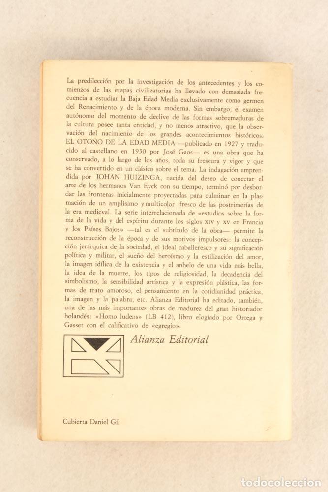 Libros de segunda mano: El oto&ntilde;o de la Edad Media - Johan Huizinga - Foto 2