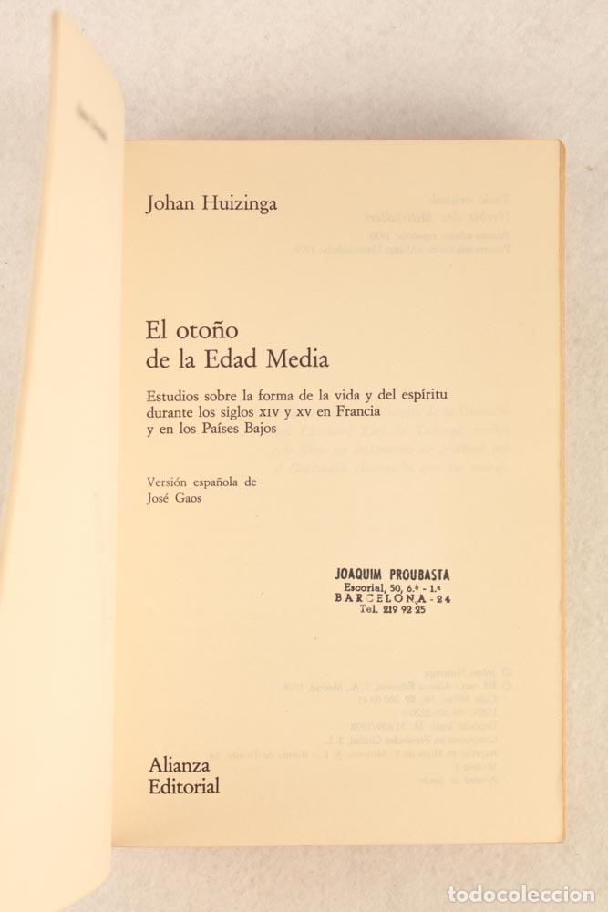 Libros de segunda mano: El oto&ntilde;o de la Edad Media - Johan Huizinga - Foto 4