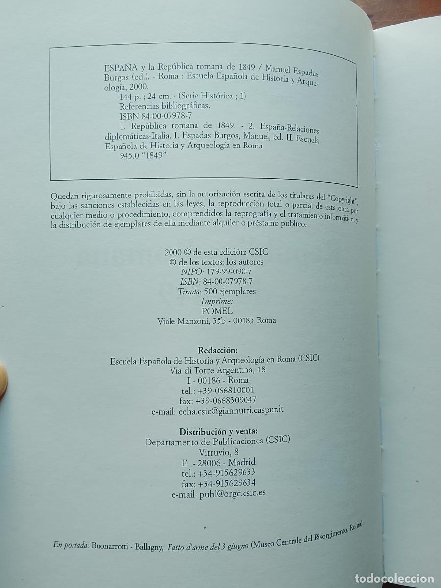 Libros de segunda mano: Espa&ntilde;a y la rep&uacute;blica romana de 1849 - Foto 4