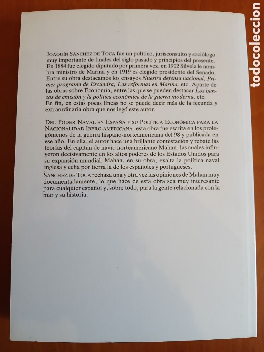 Libros de segunda mano: Del poder naval en Espa&ntilde;a. Joaqu&iacute;n S&aacute;nchez de Toca. - Foto 2