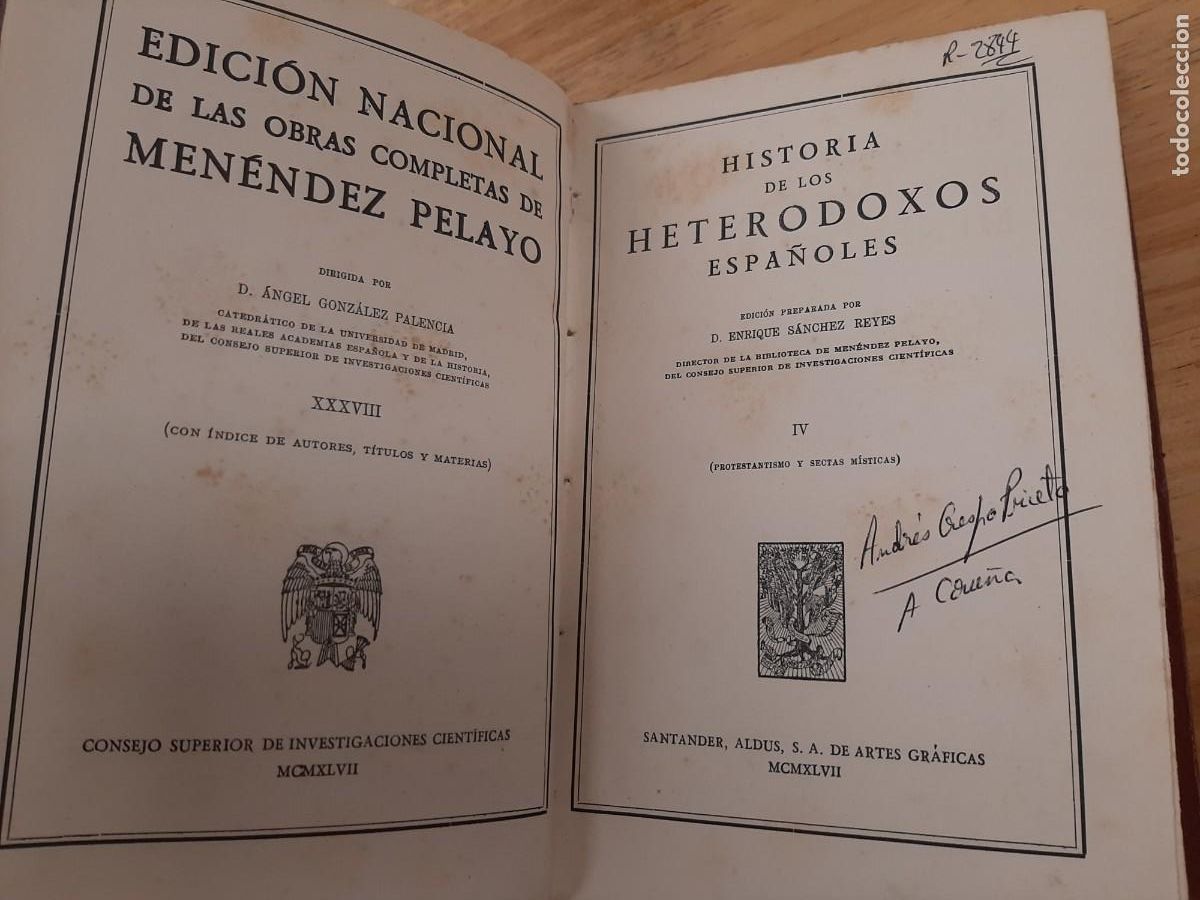 Libros de segunda mano: Historia de los heterodoxos espa&ntilde;oles tomo IV -Mene&eacute;ndez Pelayo - Enrique S&aacute;nchez Reyes
